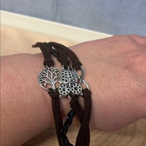 Brown Leather Tree of Life Bracelet